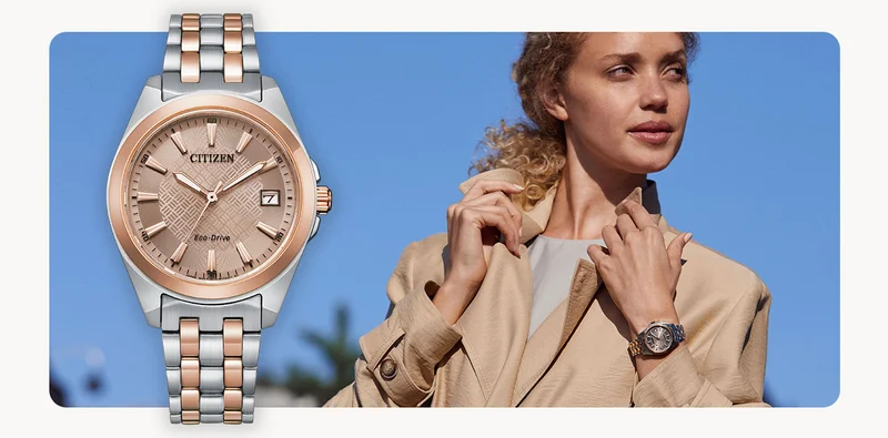 Woman wearing Citizen Peyten watch