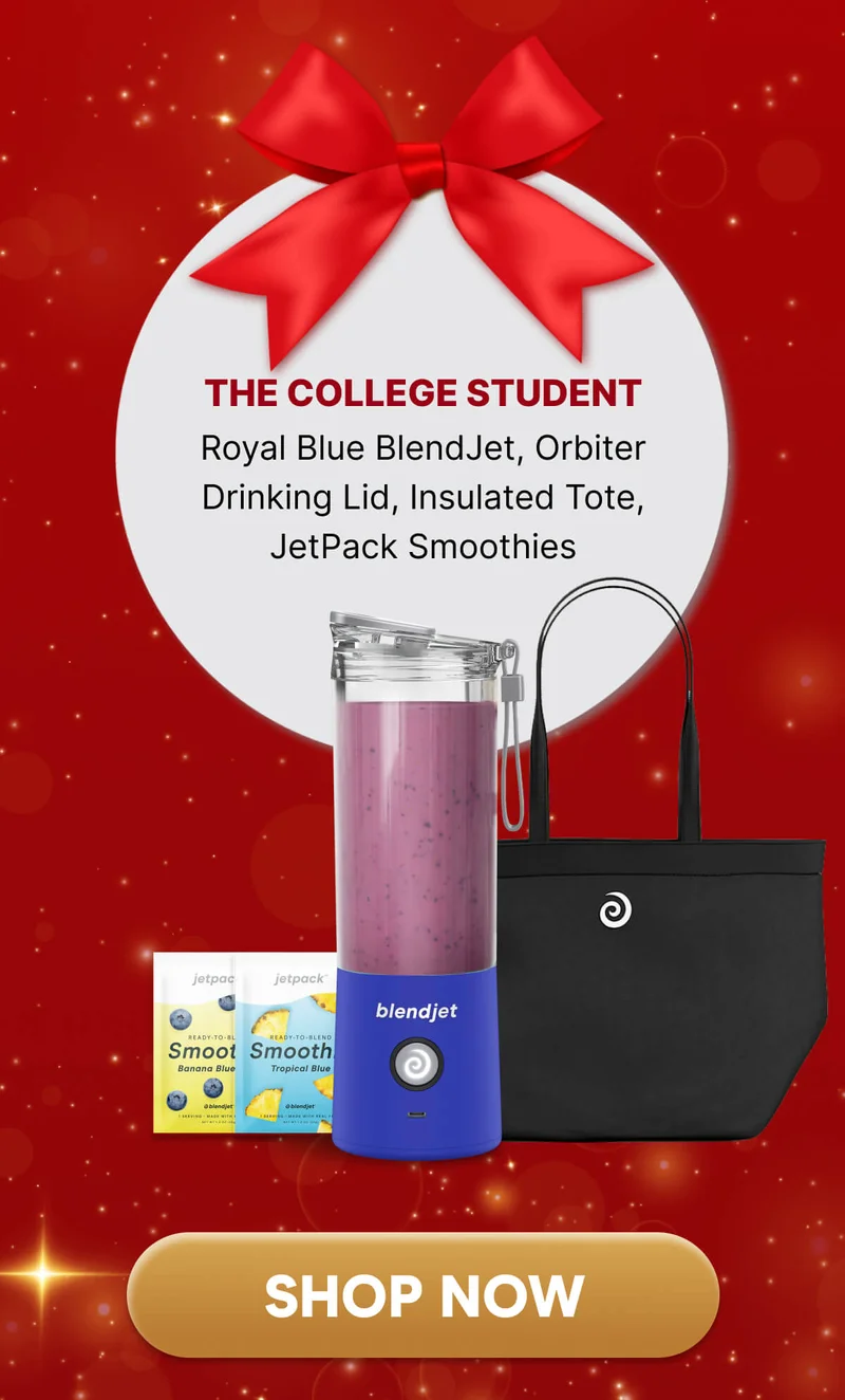 THE COLLEGE STUDENT Royal Blue BlendJet, Orbiter Drinking Lid, Black Insulated Tote, JetPack Smoothies