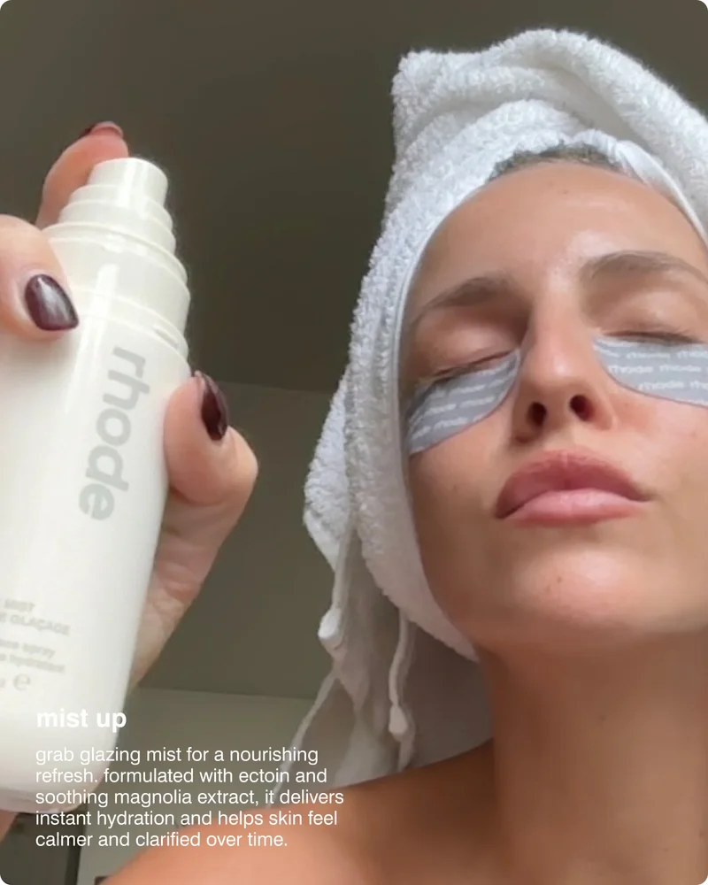 mist up​ - grab glazing mist for a nourishing refresh. formulated with ectoin and soothing magnolia extract, it delivers instant hydration and helps skin feel calmer and clarified over time. ​