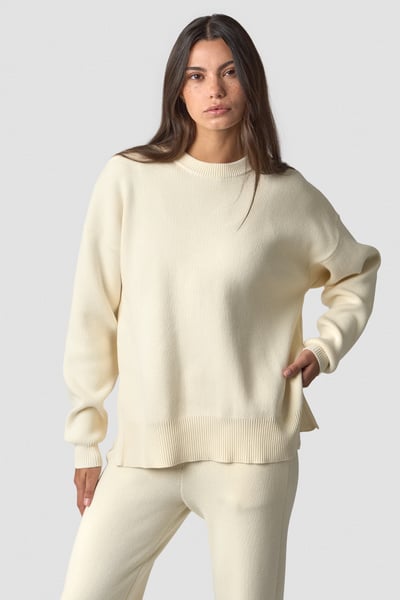 Image of Soft Knit Oversized Crewneck Cream