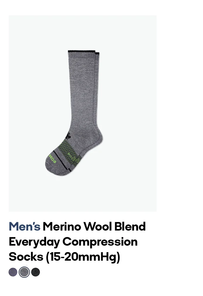 Men's Merino Wool Blend Everyday Compression Socks (15-20mmHg)