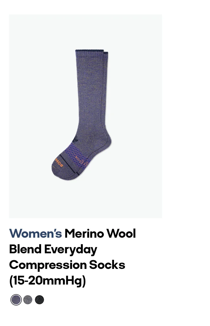 Women's Merino Wool Blend Everyday Compression Socks (15-20mmHg)