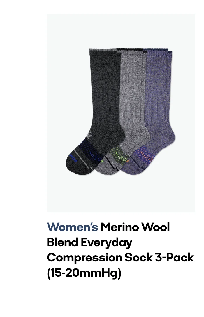Women's Merino Wool Blend Everyday Compression Sock 3-Pack (15-20mmHg)