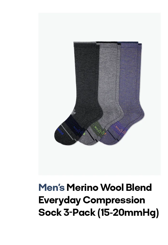 Men's Merino Wool Blend Everyday Compression Sock 3-Pack (15-20mmHg)