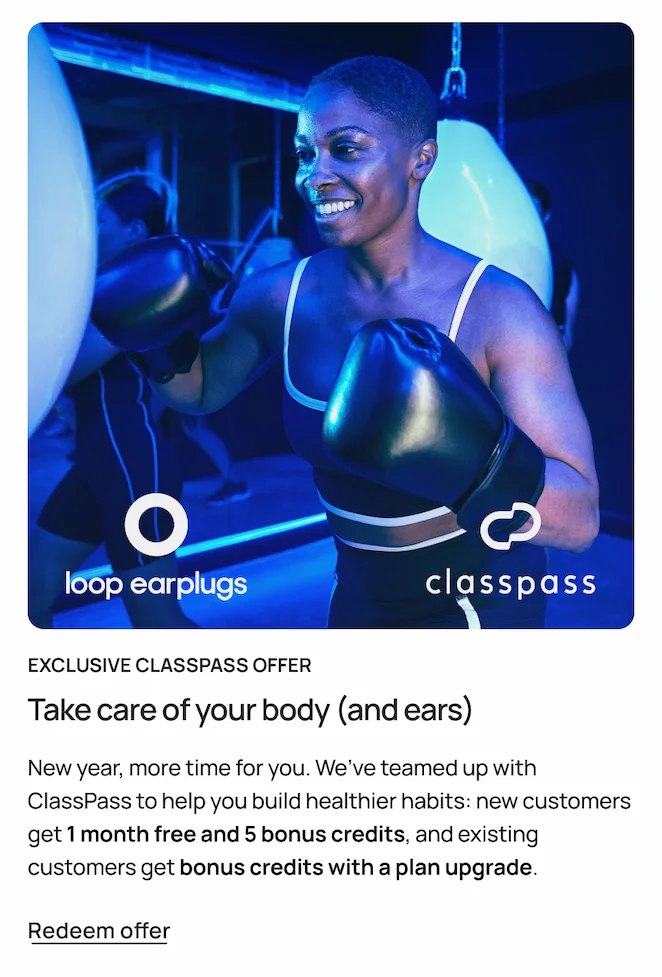 ClassPass Partnership - Redeem offer