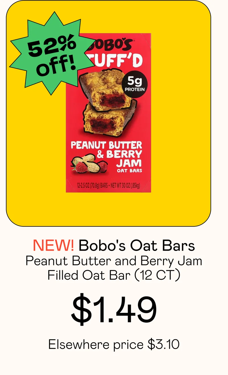 Peanut Butter and Berry Jam Filled Oat Bar (12 CT)