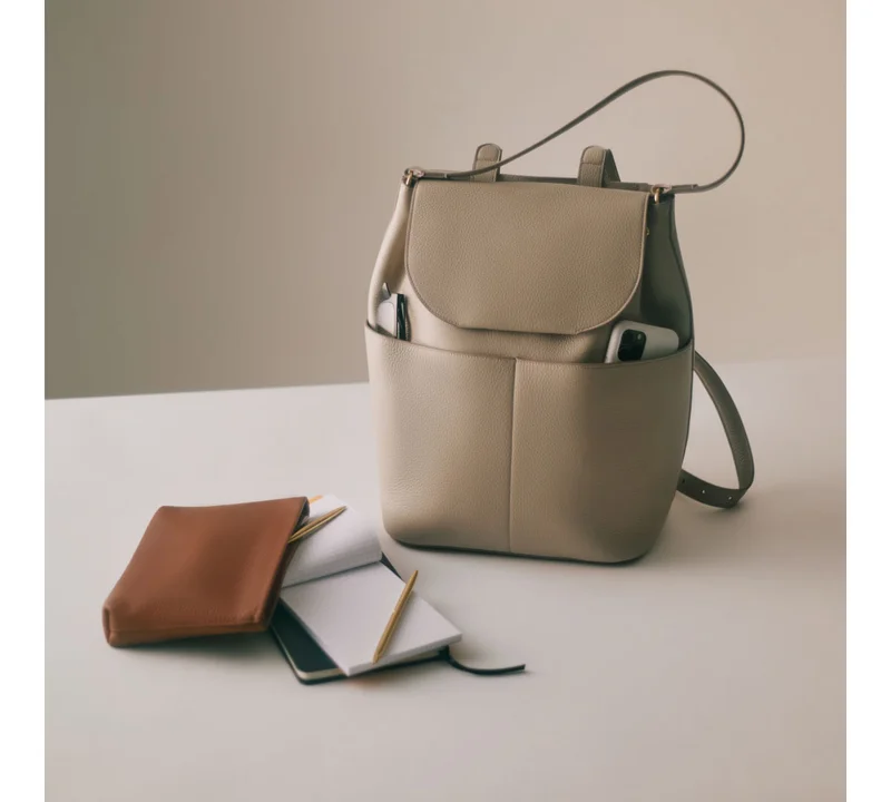 Leather Backpack 16-Inch Cappuccino