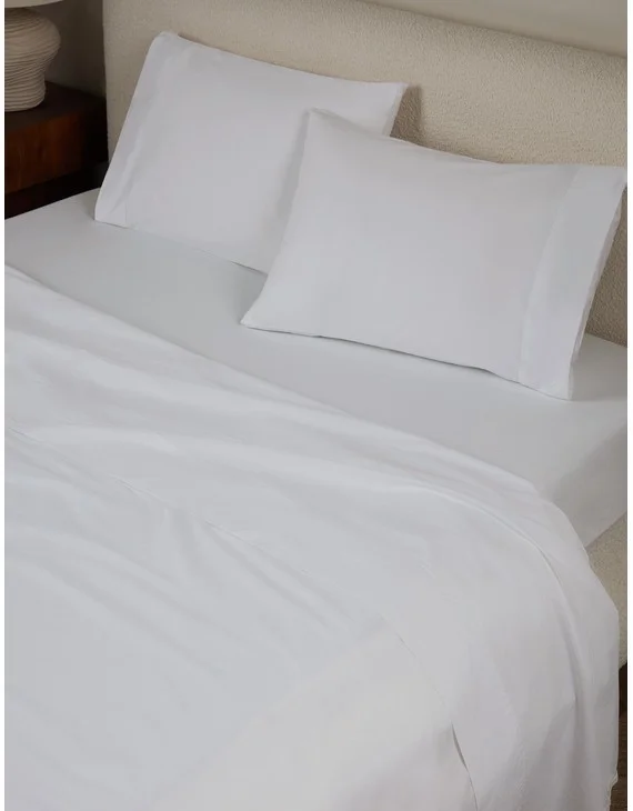 Juna Washed Percale Sheet Set - White / Queen