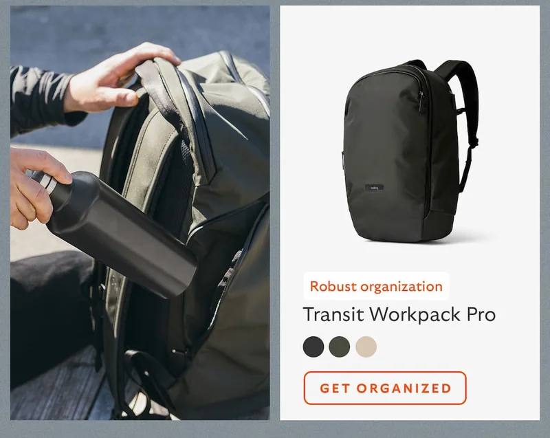 [Product name] Transit Workpack Pro [Starburst] Robust organization CTA Get organized