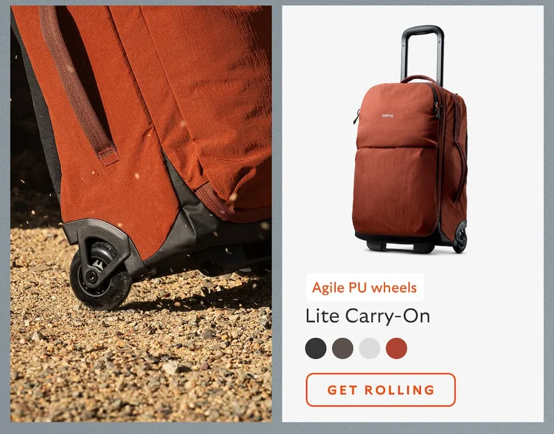[Product name] Lite Carry-On [Starburst] Agile PU wheels CTA Get rolling