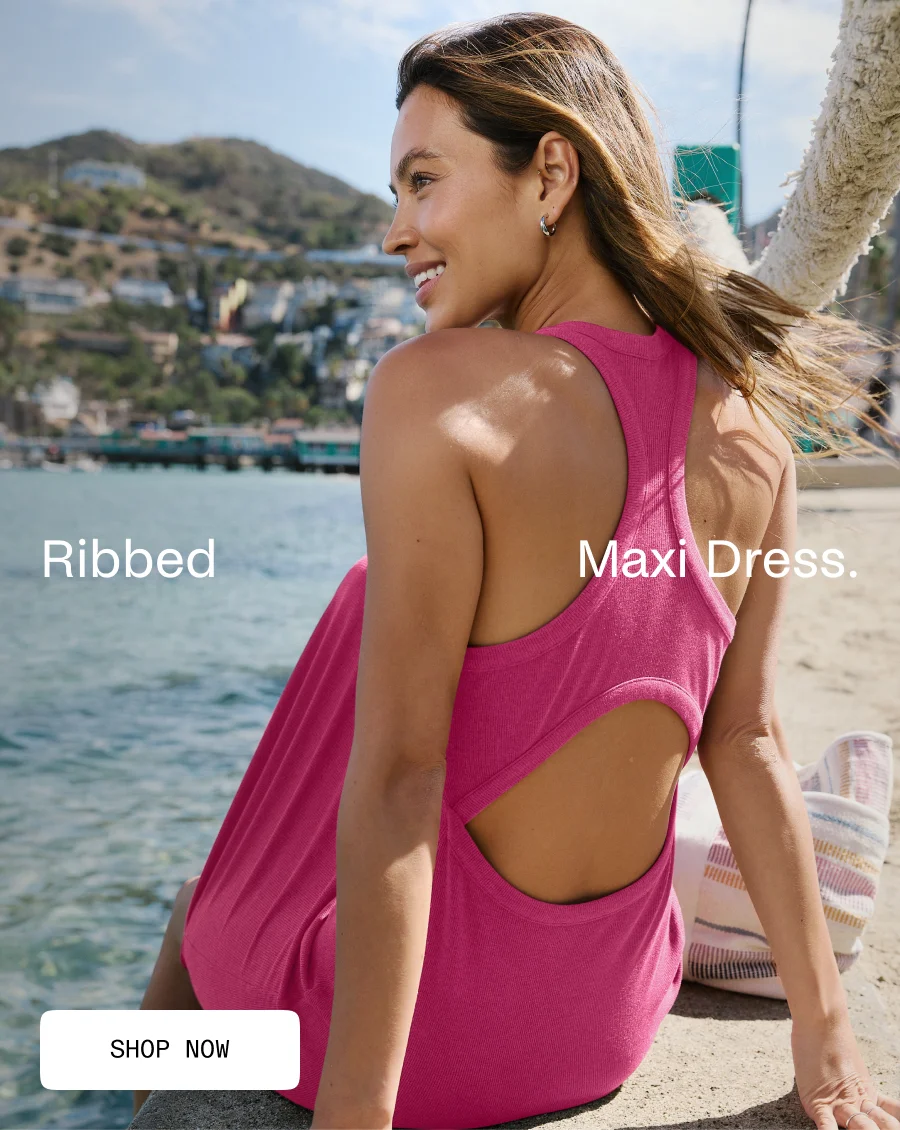 Ribbed High Neck Maxi Dress in Pink Glow