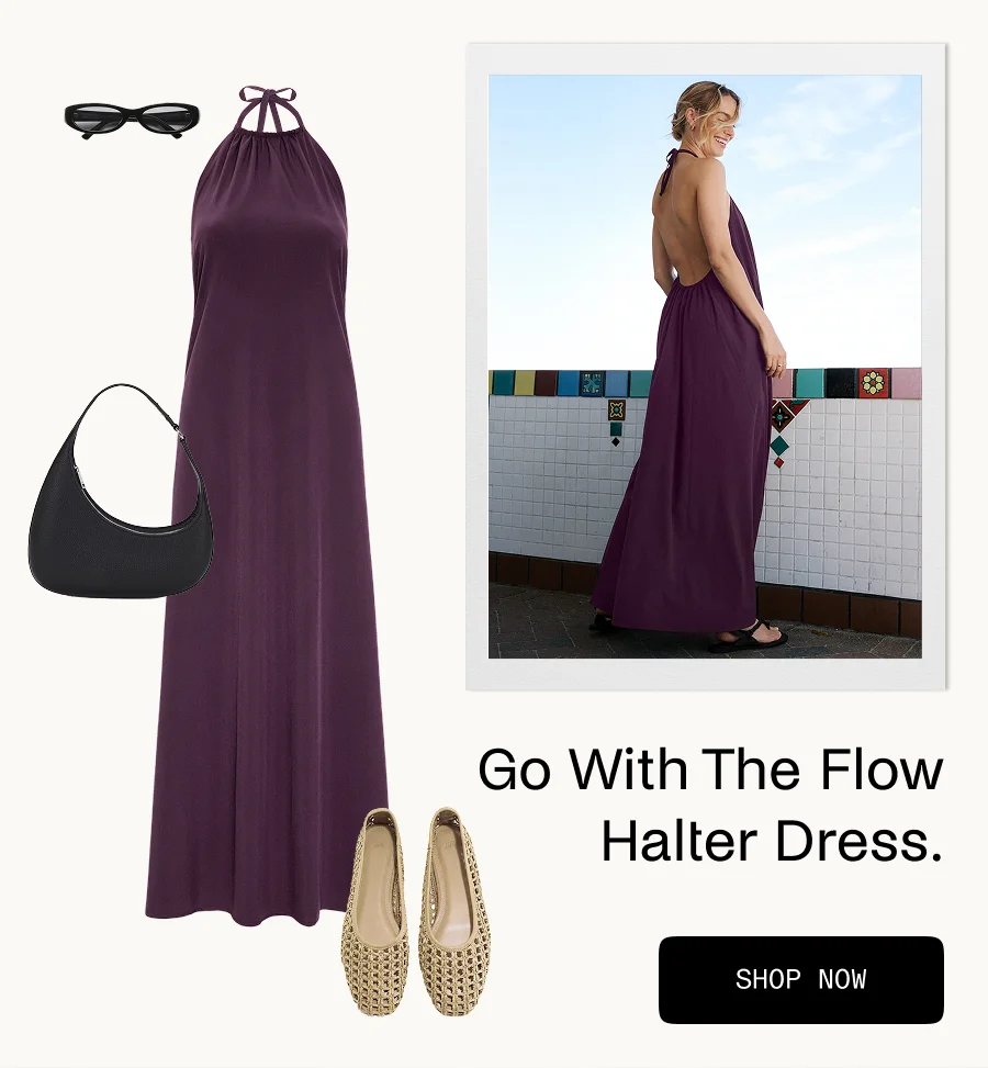 Go With The Flow Halter Dress in Brilliant Blackberry