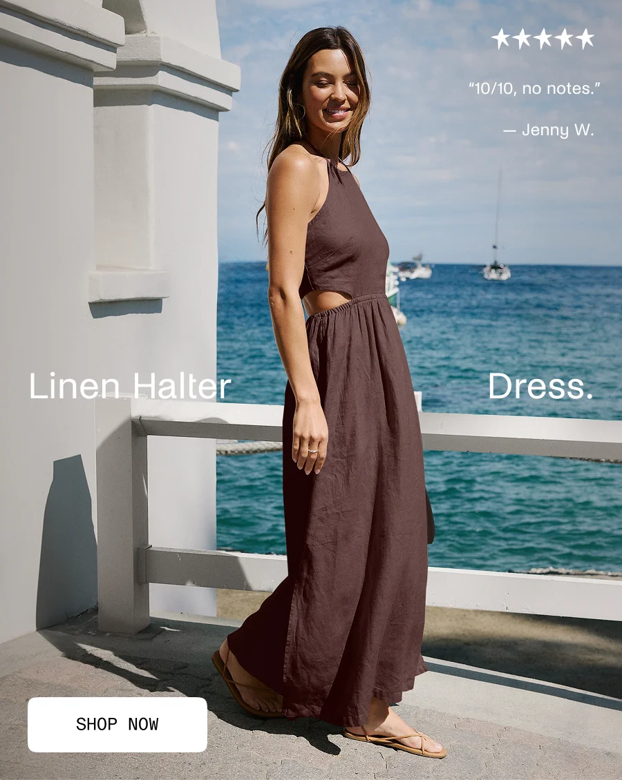 SoftWash Linen Halter Dress in Iced Mocha