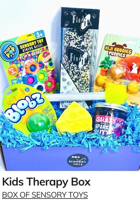 Box of therapy and sensory toys