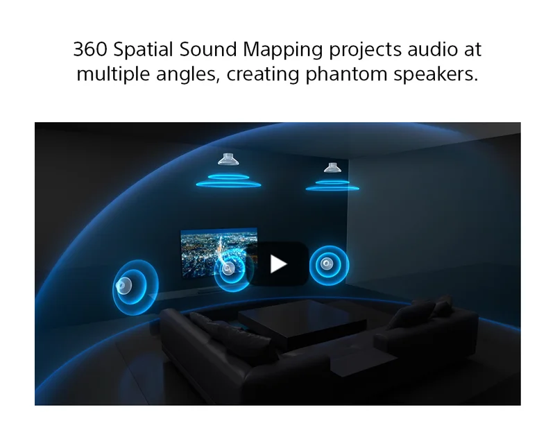 360 Spatial Sound Mapping projects audio at multiple angles, creating phantom speakers.