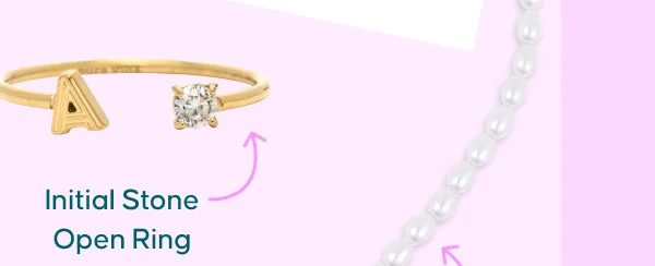 Initial Stone Open Ring