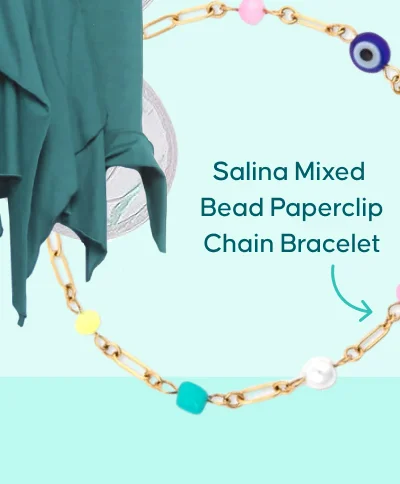 Salina Mixed Bead Paperclip Chain Bracelet
