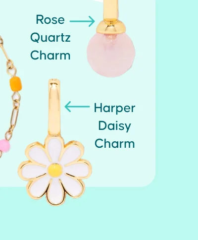 Rose Quartz Charm and Harper Daisy Charm