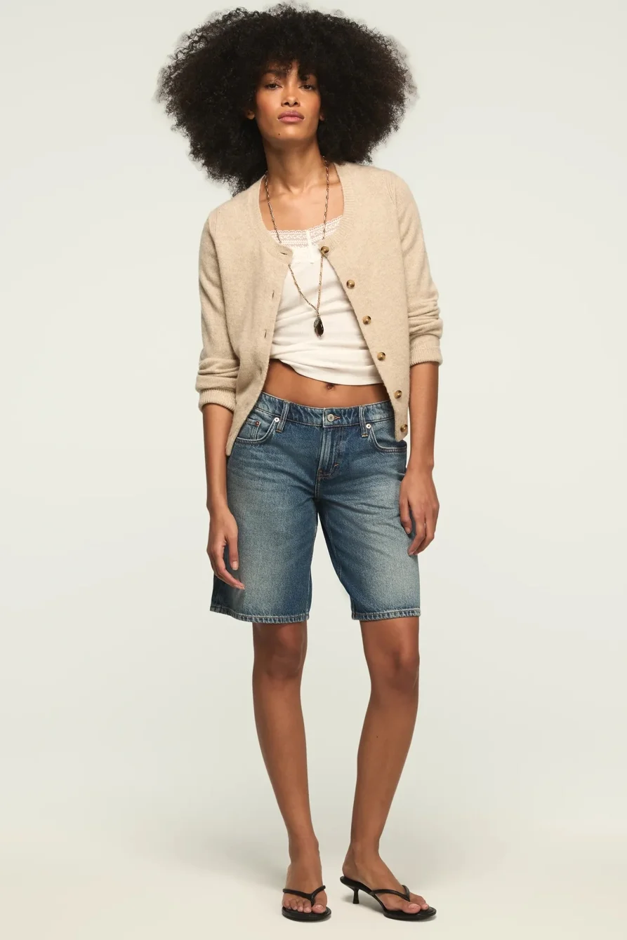 Image of Lucky Brand Baggy Bermuda Short - Women's Shorts Denim Jean Bermuda Short in Blue Eyes Wash