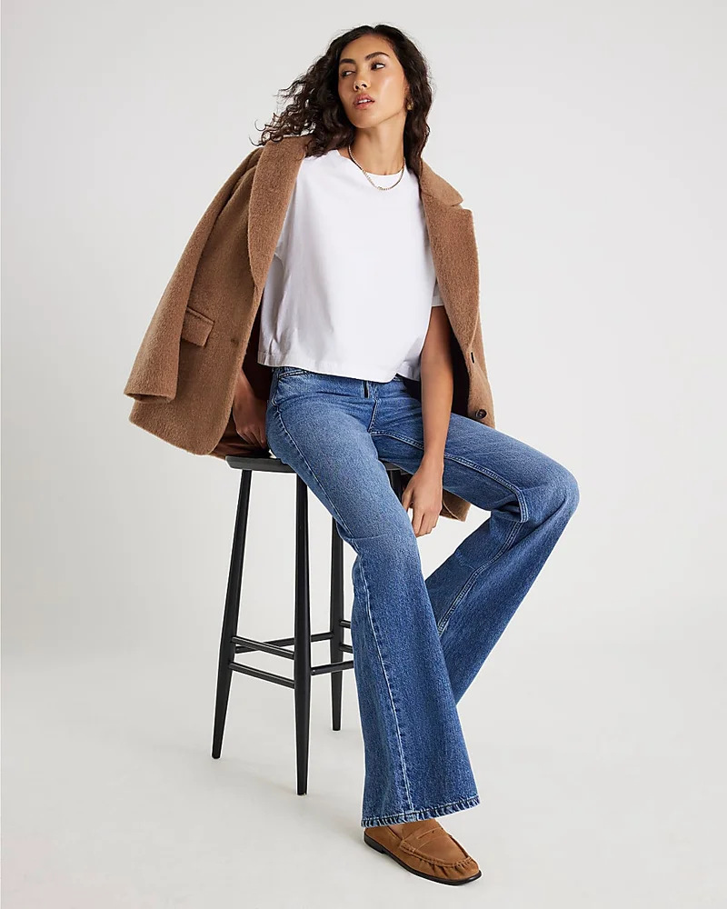 Womens Blue High Waisted Relaxed Straight Leg Jeans