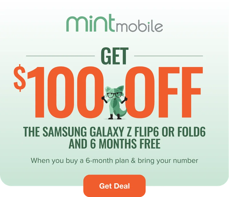 Get $100 off the Samsung Galaxy Z Flip6 or Fold6 and 6 Months free