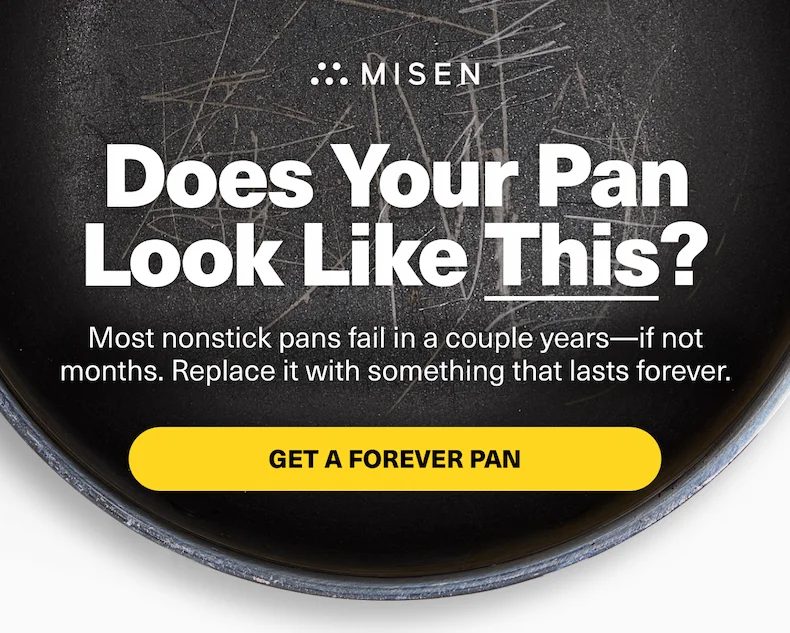 Does your pan look like this? | Most nonstick pans fail in a couple years, if not months. Replace it with something that lasts forever. | GET A FOREVER PAN