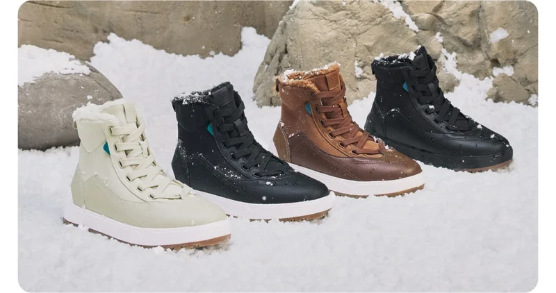 Alta High Top in Dune Beige, Asphalt Black, Dark Teak, and Asphalt Black/Gum.