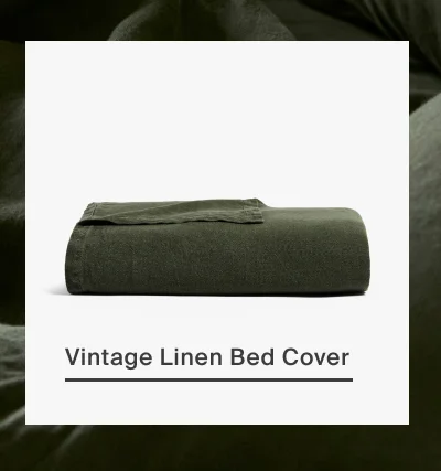 Shop Vintage Linen Bed Cover in Evergreen