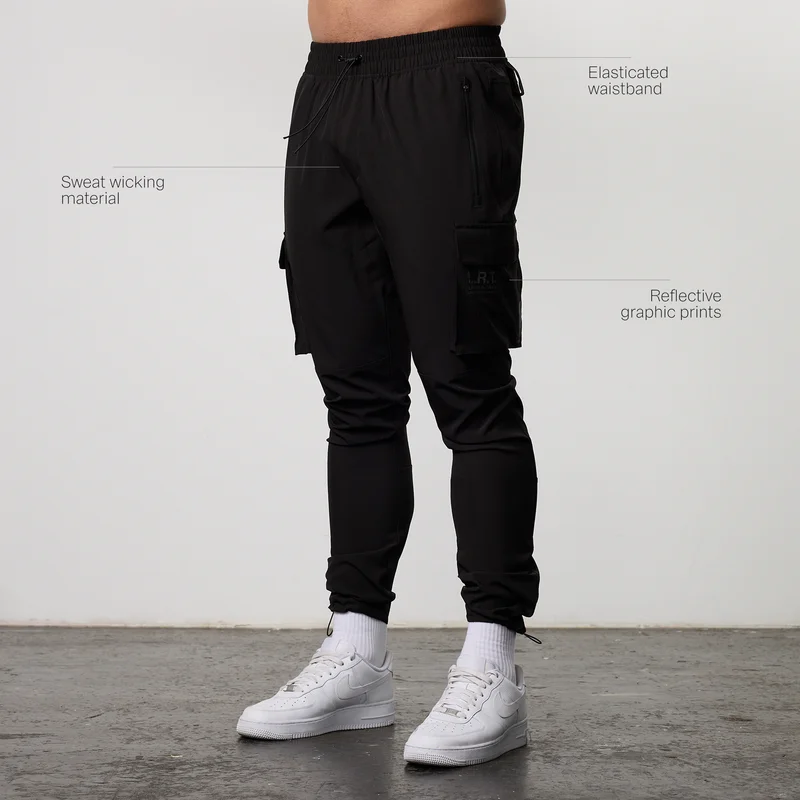 Image of LRT Black Performance Tapered Cargo Pants