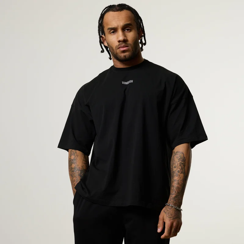 Image of Vanquish Essential V2 Black Oversized Boxy T Shirt