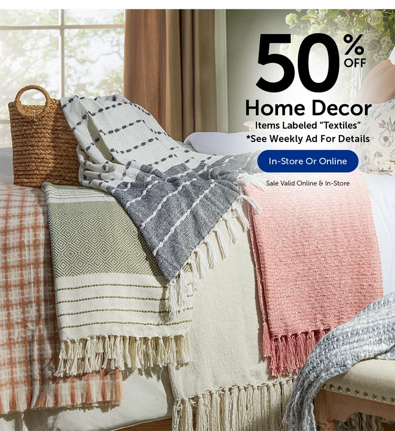 50% Off Home Decor - Items Labeled Textiles