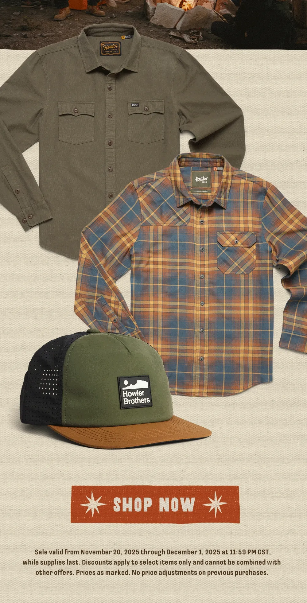 The Holiday Sale is live! From November 20 through December 1, shop select shirts, outerwear, shorts, t-shirts, and hats up to 50% off! Don’t wait on this! The stuff on sale always go fast. Grab some gear for yourself or knock out your holiday shopping.
