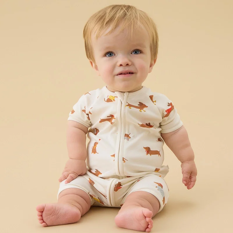 Image of Sausage Dog Summer Baby Pajamas