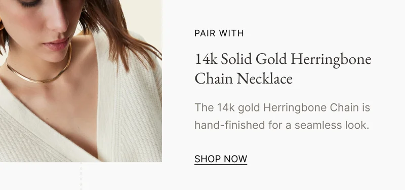 14k Solid Gold Herringbone Chain Necklace 2.2mm