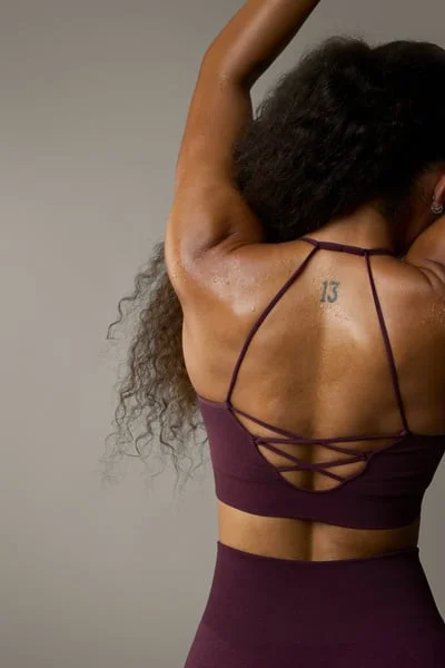 Image of Shape Seamless Strappy Sports Bra Dark Mahogany Melange