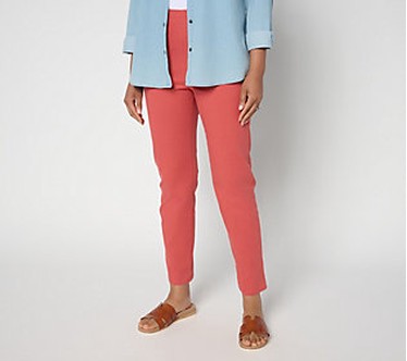 Denim & Co. Regular Color Flat Front Denim Side Pocket Pant