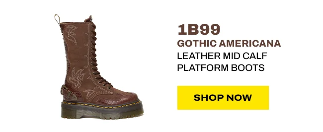 1B99 Gothic Americana Leather Mid Calf Platform Boots