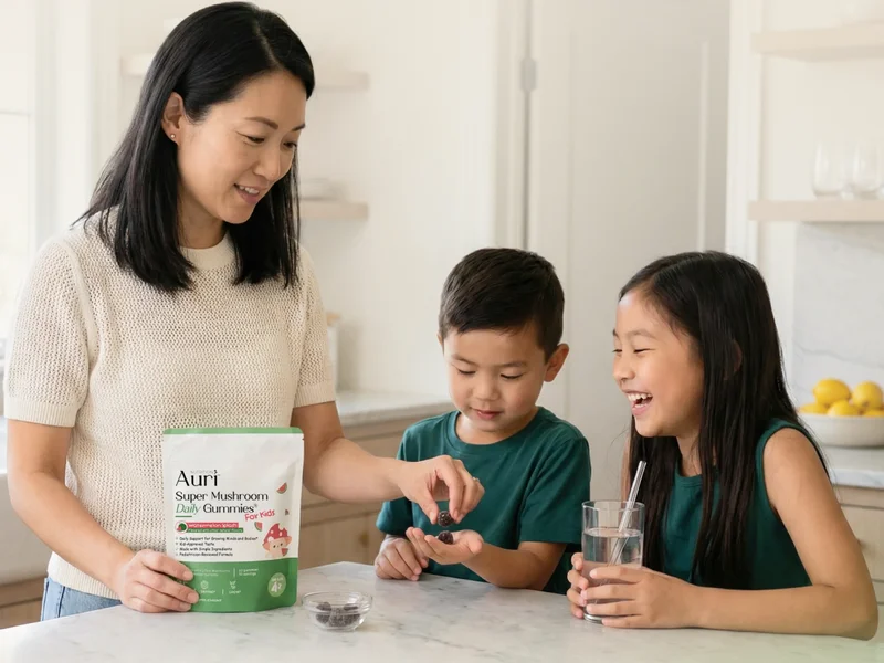 MOM GIVING KIDS GUMMIES