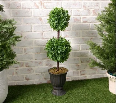 Garden Reflections 32" 2-tier Faux Boxwood Topiary in Urn