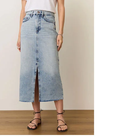 Fawn Denim Midi Skirt
