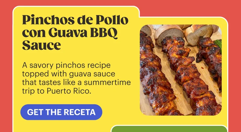 Pinchos de Polla con Guava BBQ Sauce