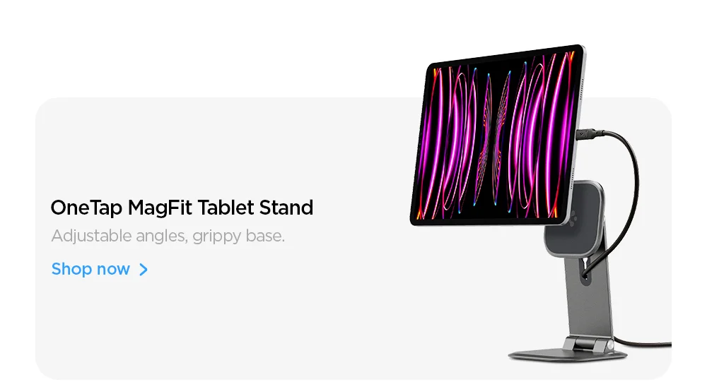 OneTap MagFit Tablet Stand: Adjustable angles, grippy base.