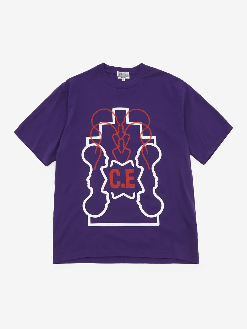 Image of C.E Cav Empt WB Ziggurat Heads II star C.E Red T-Shirt - Purple