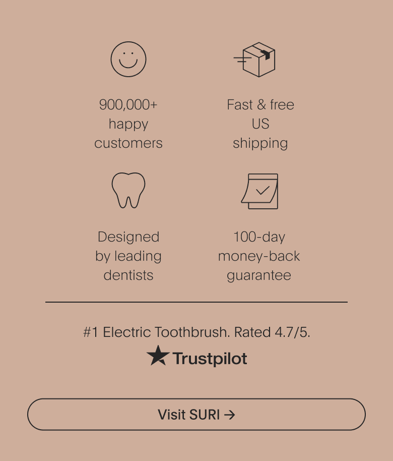 designed by leading dentists | 100-day money-back guarantee | 900,000+ happy customers | fast & free us shipping - visit suri