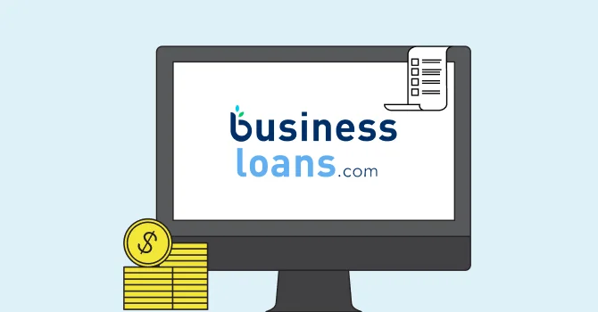 Illustration of a computer monitor with the Businessloans logo