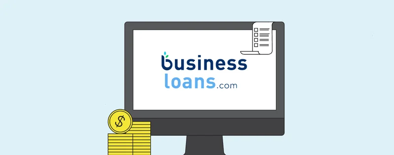 Illustration of a computer monitor with the Businessloans logo