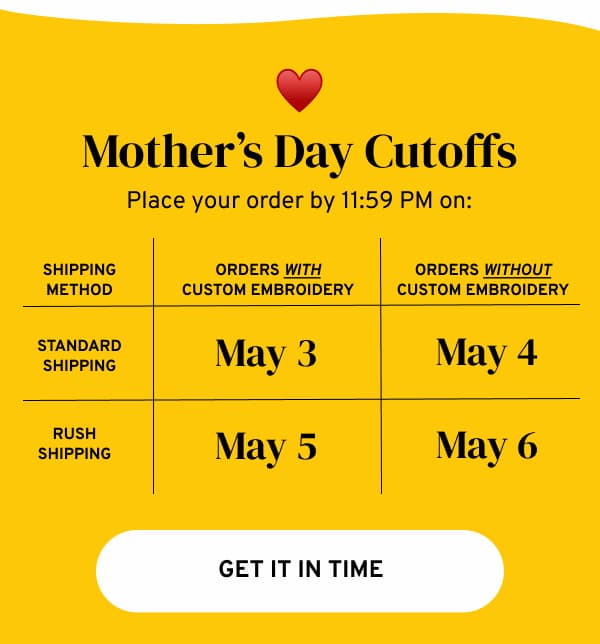 MOTHER'S DAY CUTOFFS