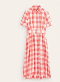 Louise Linen Midi Shirt Dress - Porcelain Rose
