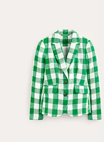Marylebone Linen Blazer - Green Gingham