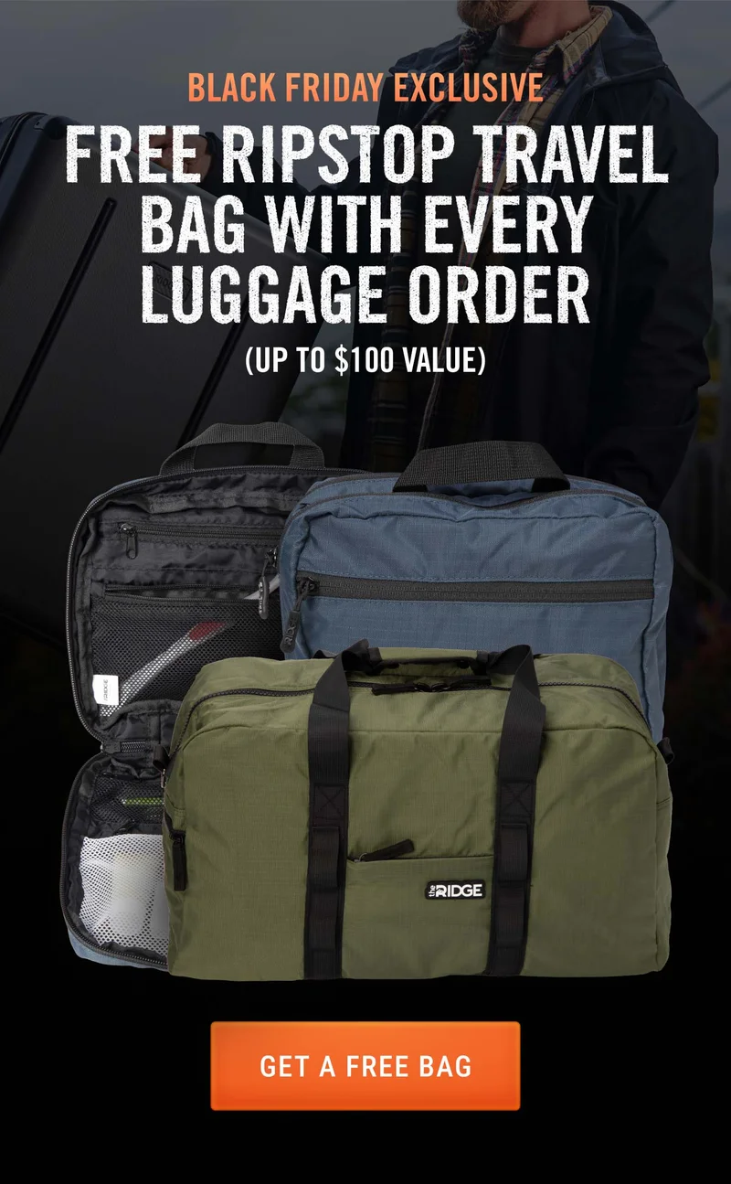 Black Friday Exclusive: Free Ripstop Travel Bag With Every Luggage Order